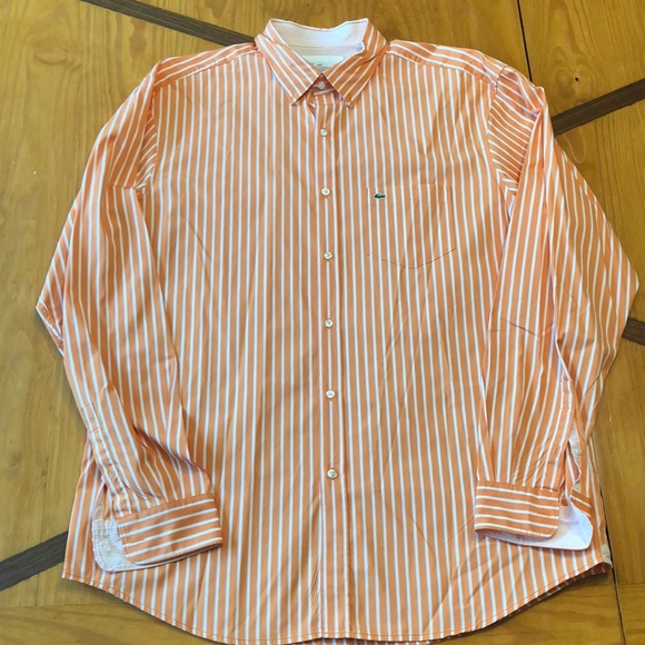 Men’s Lacoste Regular Fit 44 Button Up Orange - Picture 1 of 6